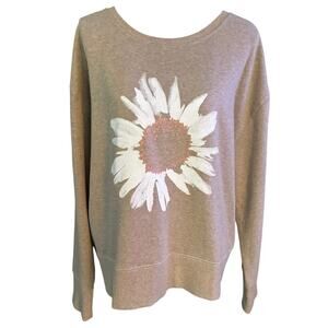 Life is Good Size L Sweatshirt Floral Flower Tan Heather Crewneck